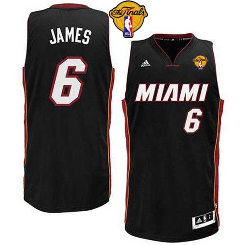 Heat #6 LeBron James Black Revolution 30 "Miami" Finals Patch Stitched NBA Jersey