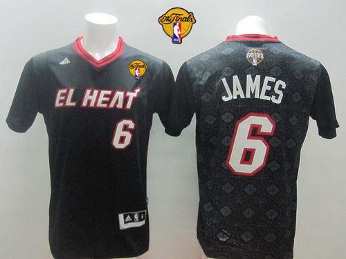 Heat #6 LeBron James Black New Latin Nights Finals Patch Stitched NBA Jersey