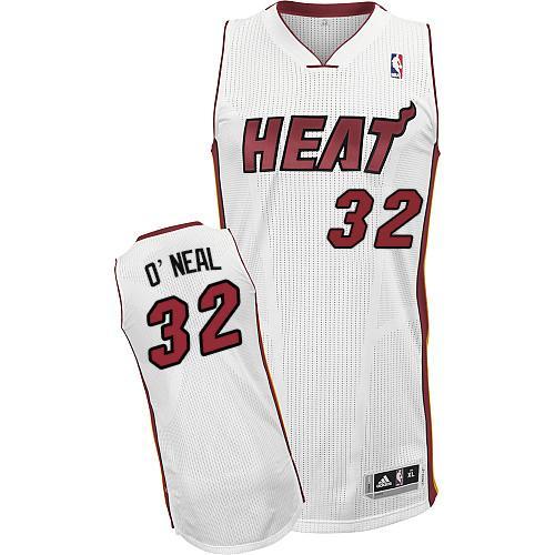 Heat #32 Shaquille O'Neal White Throwback Stitched NBA Jersey