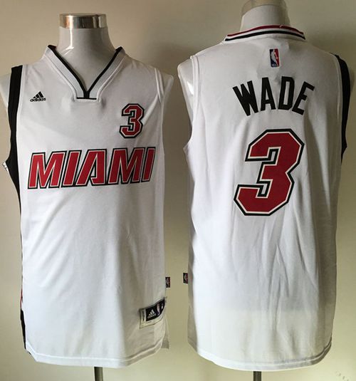 Heat #3 Dwyane Wade Stitched White NBA Jersey