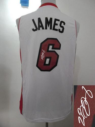 Revolution 30 Autographed Heat #6 LeBron James White Stitched NBA Jersey