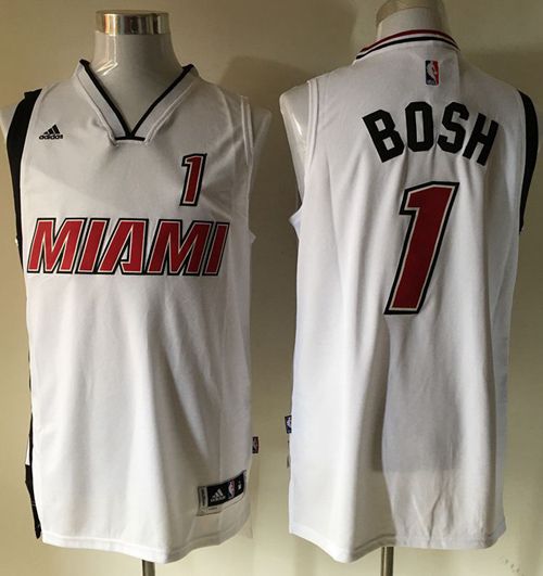 Heat #1 Chris Bosh Stitched White NBA Jersey