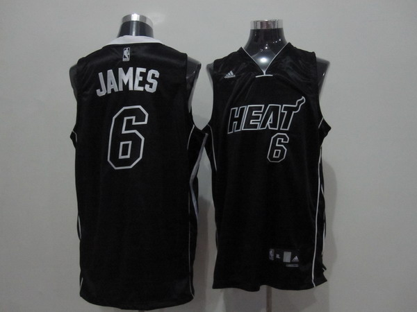 Heat #6 LeBron James Black Shadow Stitched NBA Jersey