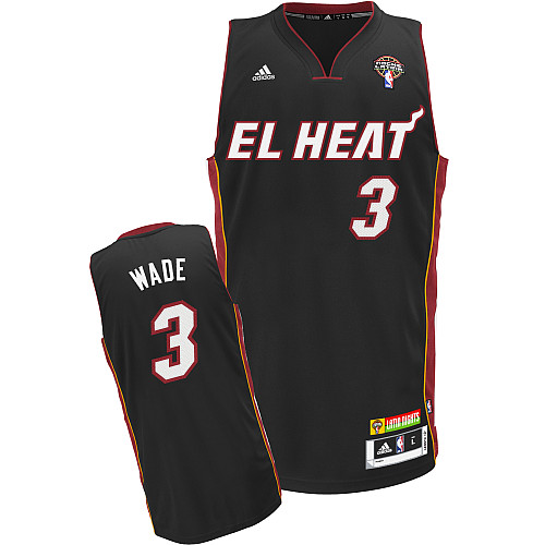 Latin Nights Heat #3 Dwyane Wade Black Stitched NBA Jersey