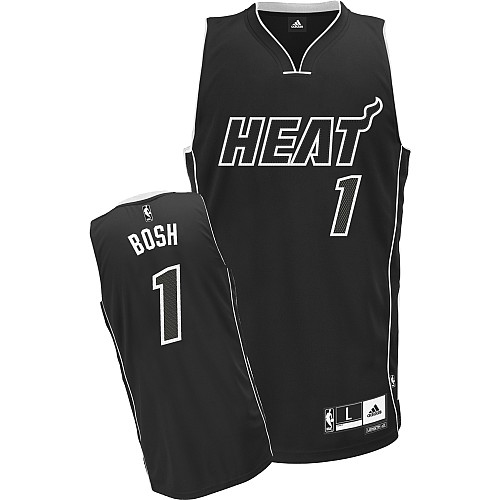 Heat #1 Chris Bosh Black Black Shadow Stitched NBA Jersey