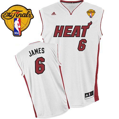 Heat Finals Patch #6 LeBron James White Stitched NBA Jersey