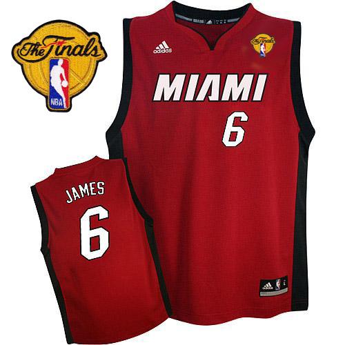 Heat Finals Patch #6 LeBron James Red Stitched NBA Jersey