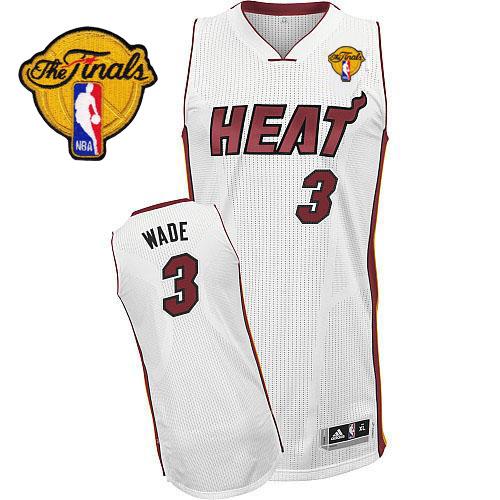 Heat Finals Patch #3 Dwyane Wade Revolution 30 White Stitched NBA Jersey
