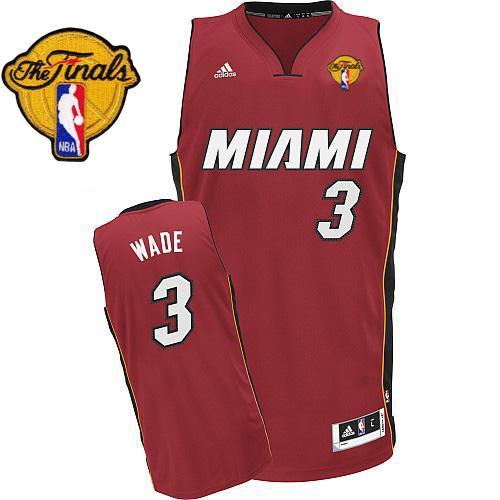 Heat Finals Patch #3 Dwyane Wade Revolution 30 Red Stitched NBA Jersey