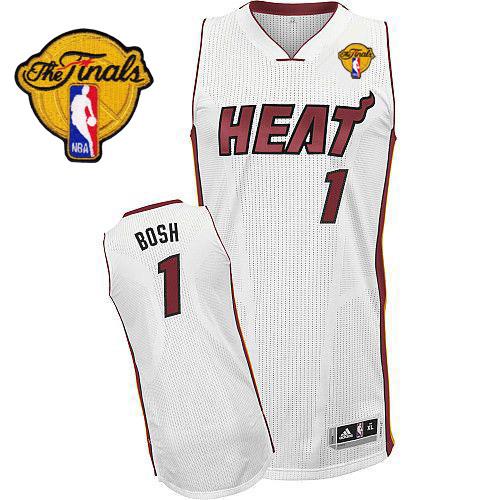 Heat Finals Patch #1 Chris Bosh Revolution 30 White Stitched NBA Jersey