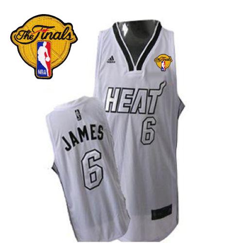 Heat Finals Patch #6 LeBron James Silver No. White Stitched NBA Jersey