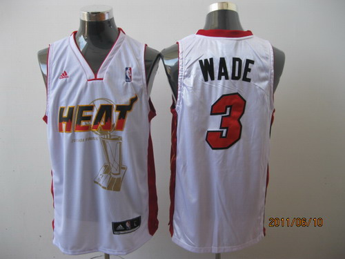 Heat 2011 Championship #3 Dwyane Wade White Stitched NBA Jersey