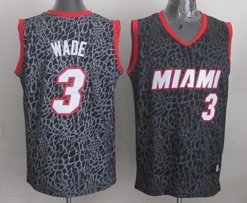 Heat #3 Dwyane Wade Black Crazy Light Stitched NBA Jersey