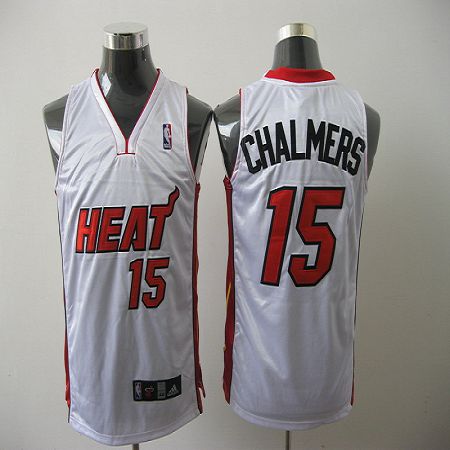 Heat #15 Mario Chalmers White Stitched NBA Jersey