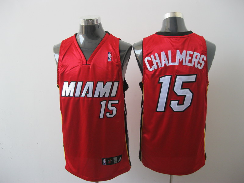 Heat #15 Mario Chalmers Red Stitched NBA Jersey