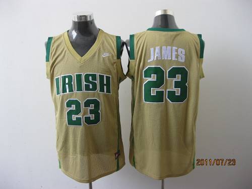 Heat #23 LeBron James Earth Yellow Irish High School Stitched NBA Jersey