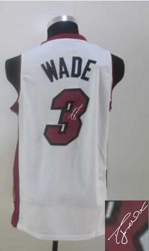 Revolution 30 Autographed Heat #3 Dwyane Wade White Stitched NBA Jersey