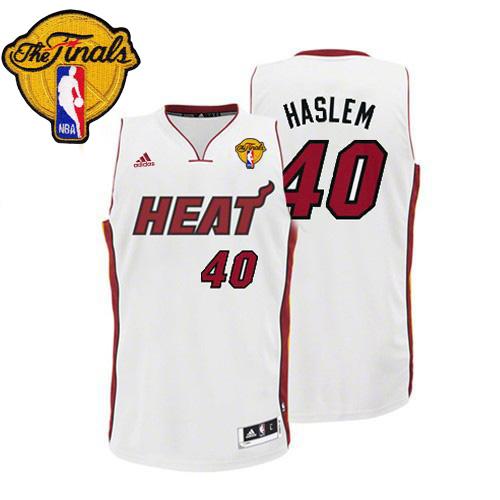 Heat #40 Udonis Haslem White Finals Patch Stitched NBA Jersey
