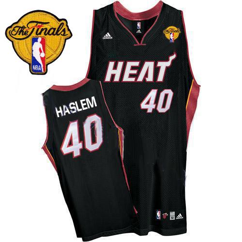 Heat #40 Udonis Haslem Black Finals Patch Stitched NBA Jersey