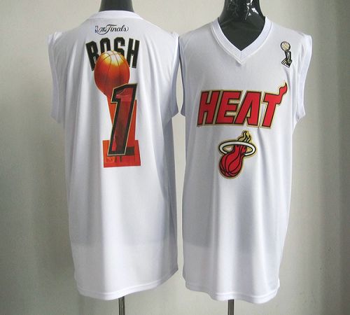 2012 NBA Finals Heat #1 Chris Bosh White Stitched NBA Jersey