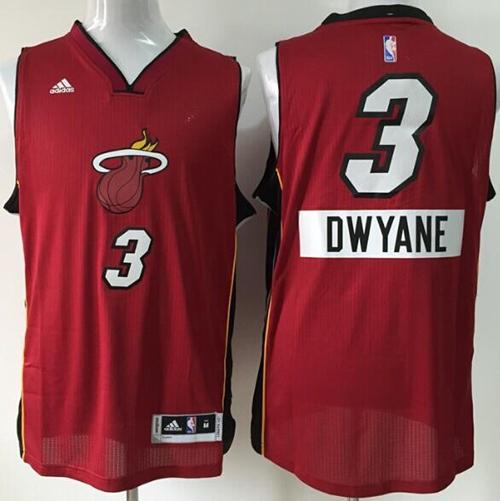 Heat #3 Dwyane Wade Red 2014-15 Christmas Day Stitched NBA Jersey