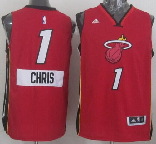 Heat #1 Chris Bosh Red 2014-15 Christmas Day Stitched NBA Jersey