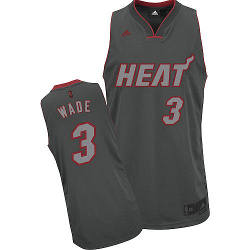 Heat #3 Dwyane Wade Grey Graystone Fashion Stitched NBA Jersey