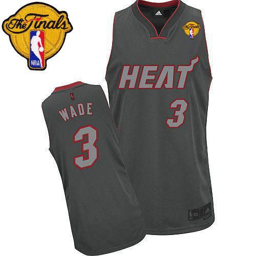 Heat #3 Dwyane Wade Grey Graystone Fashion With Finals Patch Stitched NBA Jersey