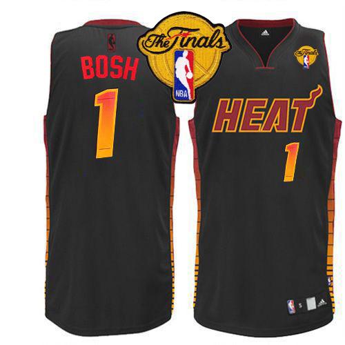 Heat #1 Chris Bosh Black Finals Patch Stitched NBA Vibe Jersey