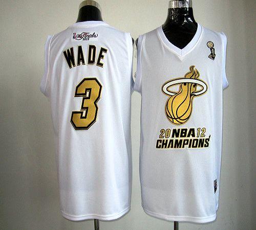 Heat #3 Dwyane Wade White Majestic 2012 NBA Champions Stitched NBA Jersey