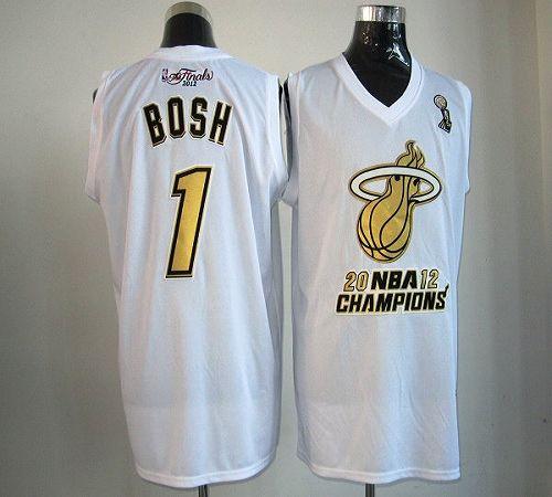 Heat #1 Chris Bosh White Majestic 2012 NBA Champions Stitched NBA Jersey