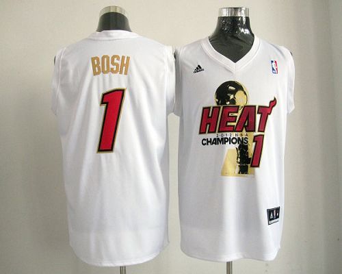 Heat #1 Chris Bosh White 2012 NBA Champions Stitched NBA Jersey