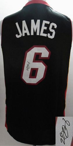 Revolution 30 Autographed Heat #6 LeBron James Black Stitched NBA Jersey