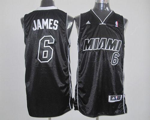 Revolution 30 Heat #6 LeBron James Black/White Stitched NBA Jersey