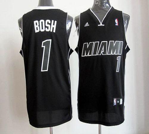 Revolution 30 Heat #1 Chris Bosh Black/White Stitched NBA Jersey