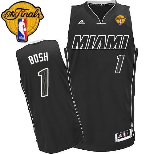 Revolution 30 Heat #1 Chris Bosh Black/White Finals Patch Stitched NBA Jersey