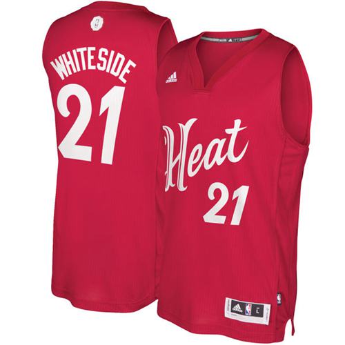 Heat #21 Hassan Whiteside Red 2016-2017 Christmas Day Stitched NBA Jersey
