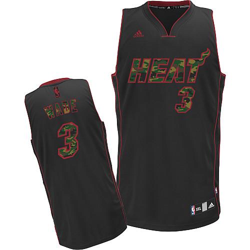 Heat #3 Dwyane Wade Black Camo Fashion Stitched NBA Jersey