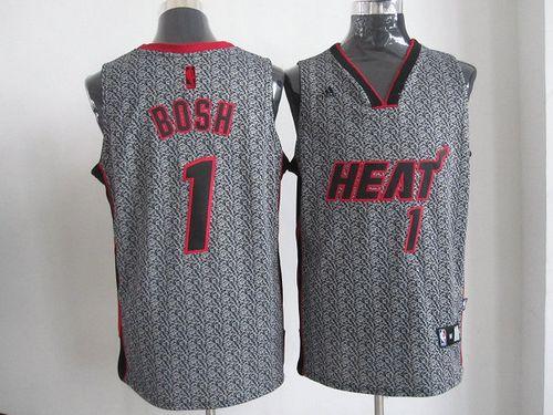 Heat #1 Chris Bosh Grey Static Fashion Stitched NBA Jersey