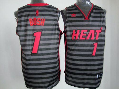 Heat #1 Chris Bosh Black/Grey Groove Stitched NBA Jersey