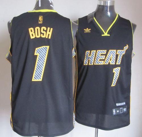 Heat #1 Chris Bosh Black Electricity Fashion Stitched NBA Jersey