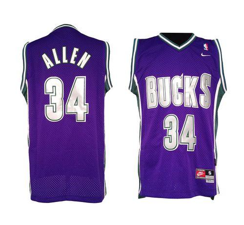 Bucks #34 Ray Allen Purple Soul Swingman Stitched NBA Jersey