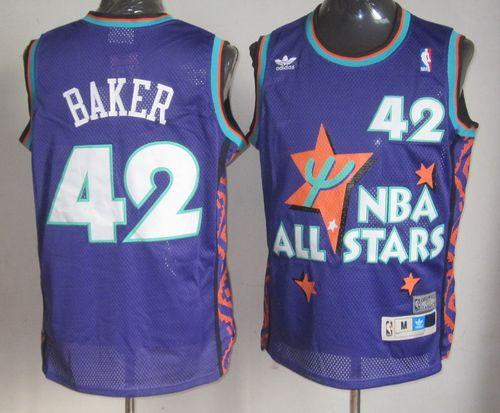 Bucks #42 Vin Baker Purple 1995 All Star Throwback Stitched NBA Jersey