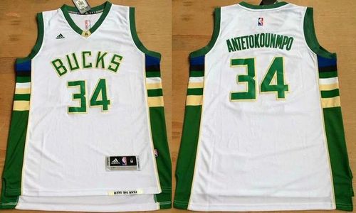 Bucks #34 Giannis Antetokounmpo White Revolution 30 Stitched NBA Jersey
