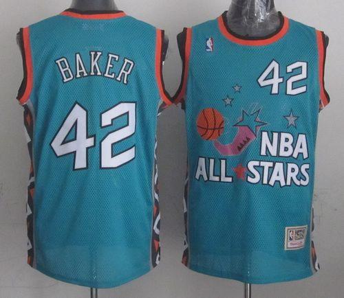 Mitchell And Ness Bucks #42 Vin Baker Light Blue 1996 All star Stitched NBA Jersey