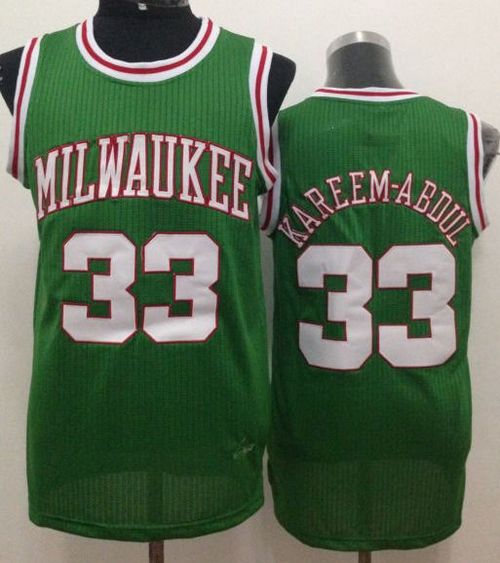 Bucks #33 Kareem Abdul-Jabbar Green Throwback Stitched NBA Jersey