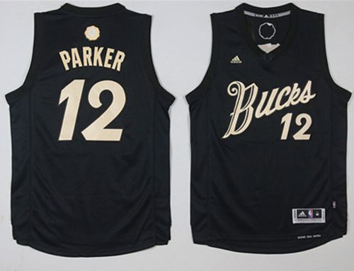 Bucks #12 Jabari Parker Black 2016-2017 Christmas Day Stitched NBA Jersey