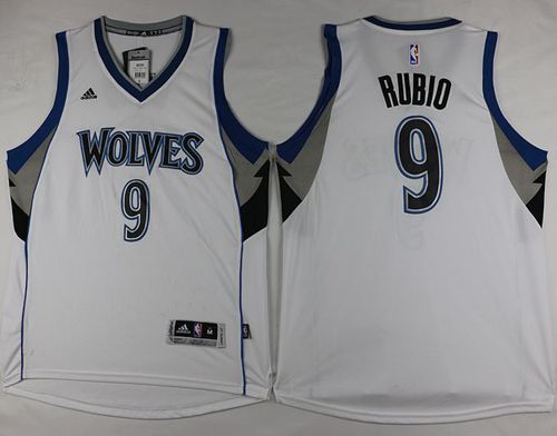 Timberwolves #9 Ricky Rubio Revolution 30 White Stitched NBA Jersey