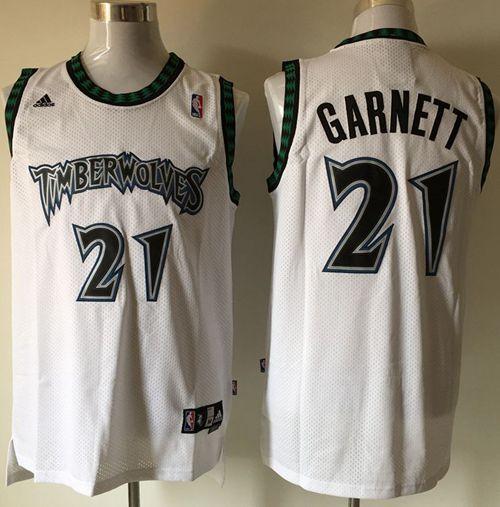 Timberwolves #21 Retro Garnett White Stitched NBA Jersey