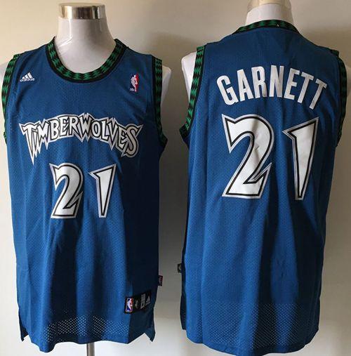 Timberwolves #21 Retro Garnett Blue Stitched NBA Jersey
